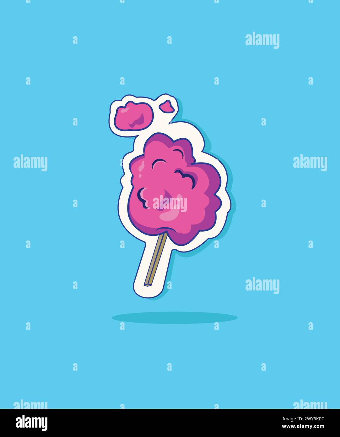 Pink Sweet Cotton Candy Vector Illustration Isolated Design with Flat Cartoon Style Stock Vector