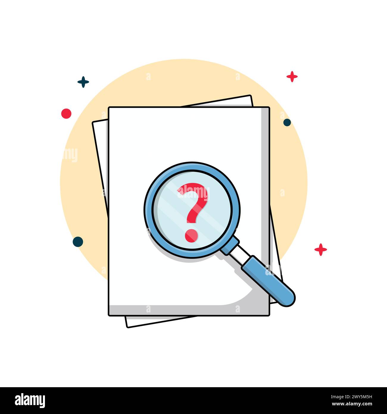 Investigating Question Mark with Magnifier Vector Illustration Stock Vector