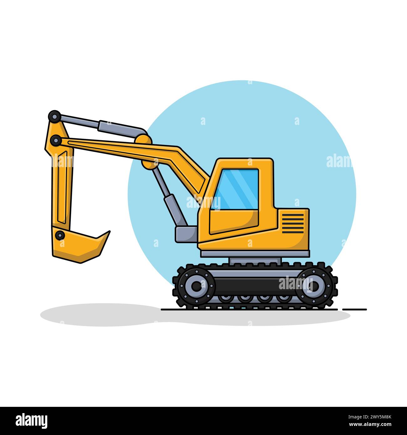 Yellow Excavator Vector Illustration. Construction Equipment Concept Stock Vector