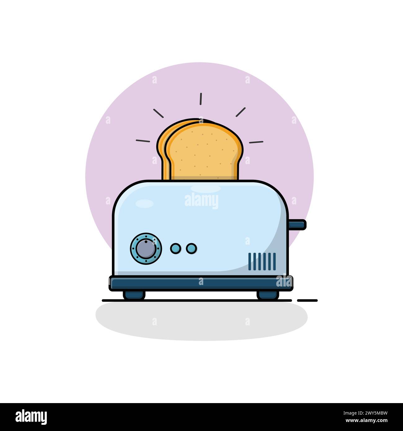 Toaster and bread Vector Illustration. kitchen equipment Concept Stock Vector