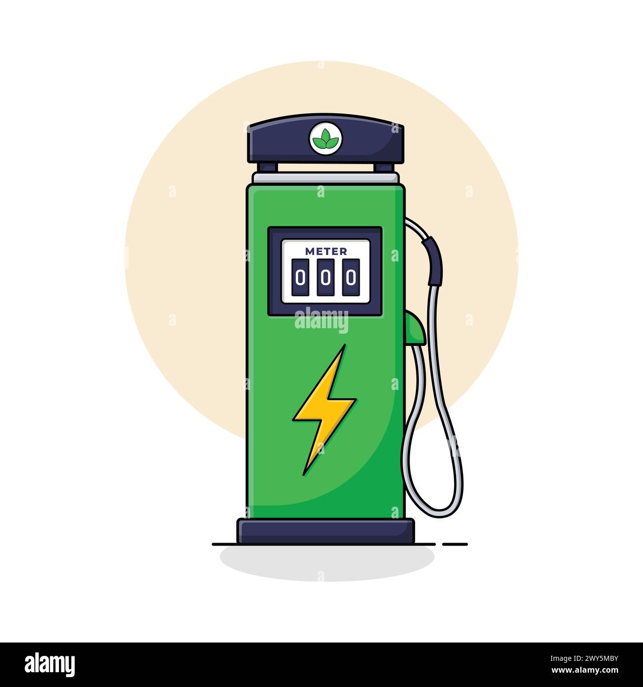 Eco Friendly Electric Car Charging Station Vector Illustration Stock Vector