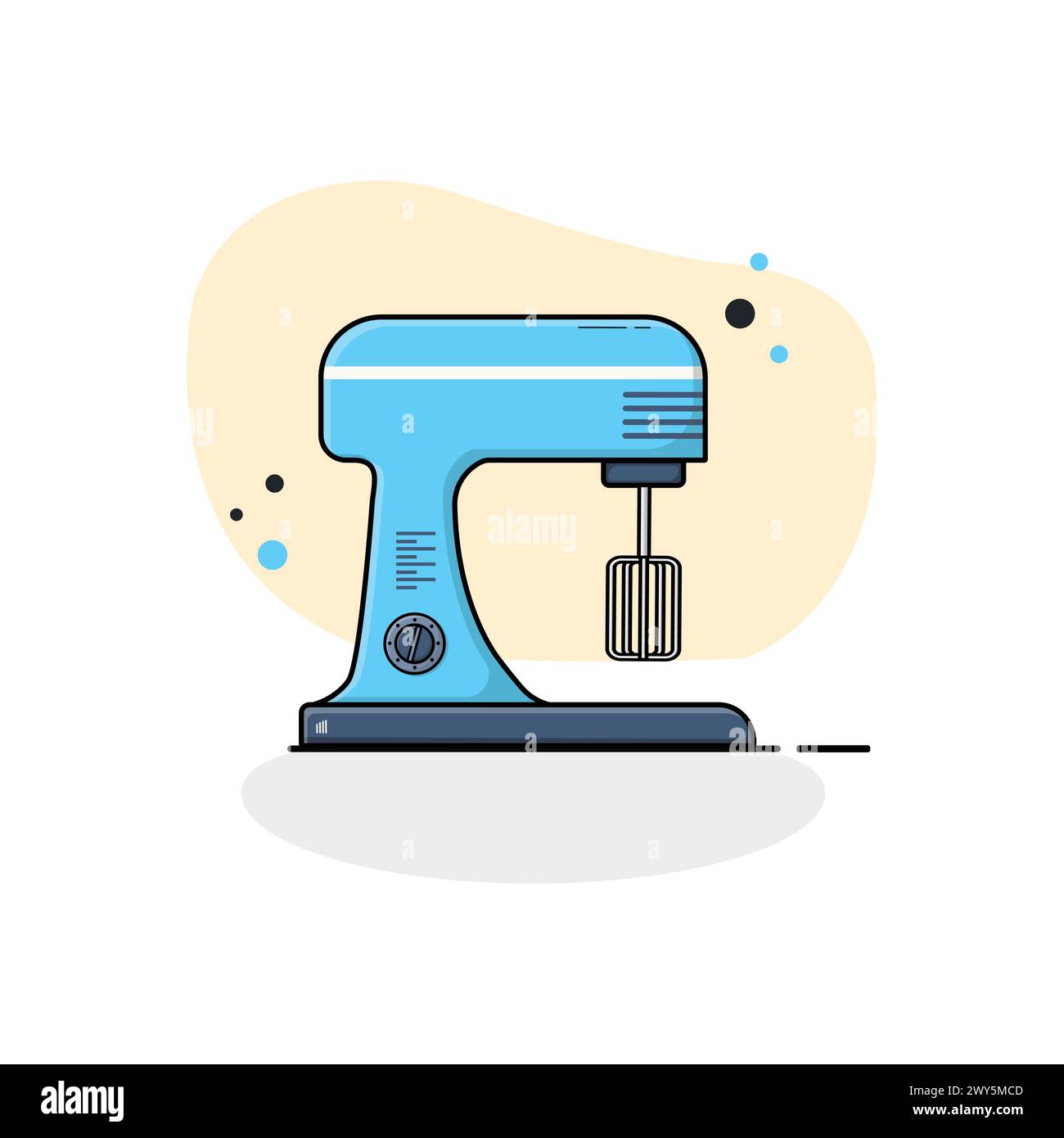 Flat Design Kitchen Stand Mixer Vector Illustration. Kitchen Equipment Concept Stock Vector