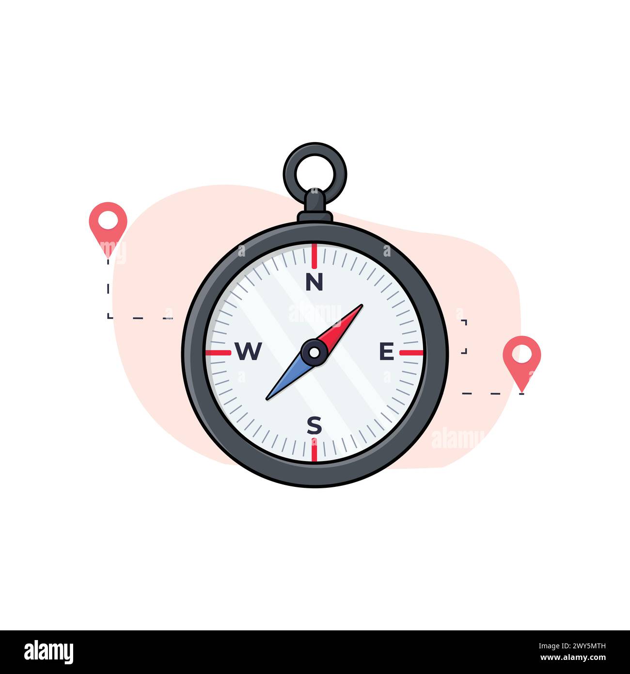 Map compass vector illustration flat cartoon style design Stock Vector ...