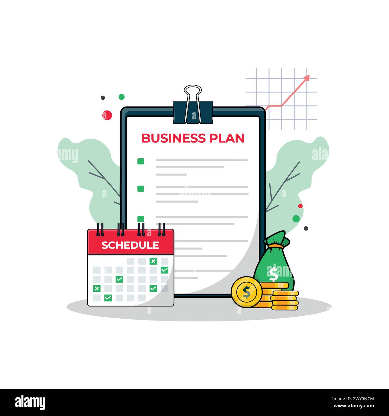 Budgeting and Business Plan Strategy Data Checklist Vector Illustration Stock Vector