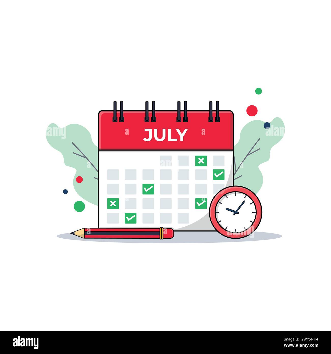 Monthly Planning Concept Vector Illustration. Strategy of Setting a