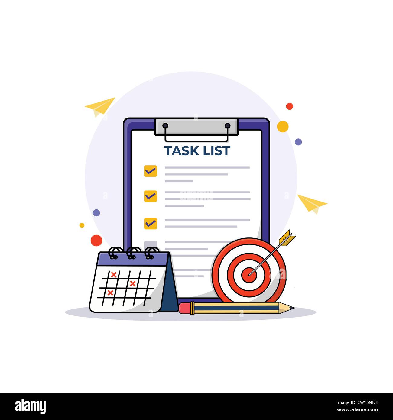 To-Do List with Target and Timeline Vector Illustration. Work Process ...
