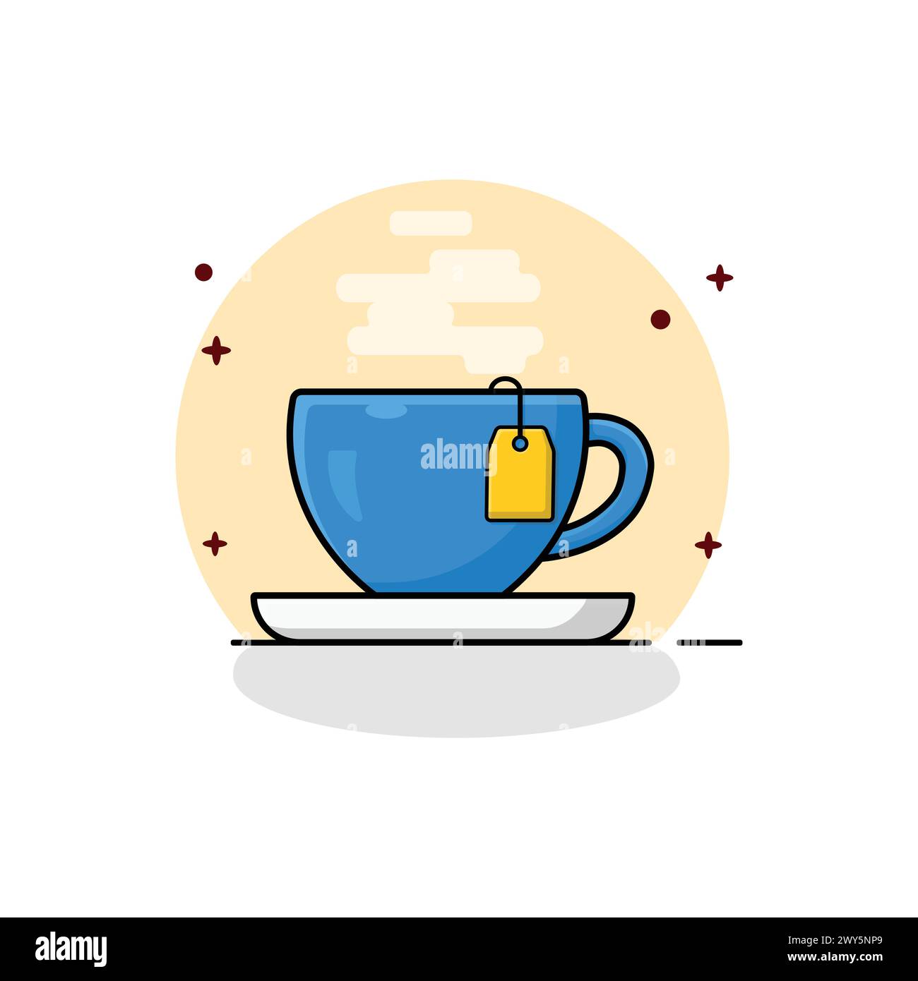 Tea Cup with Tea Bag Vector Illustration. Tea Time Concept	design Stock Vector