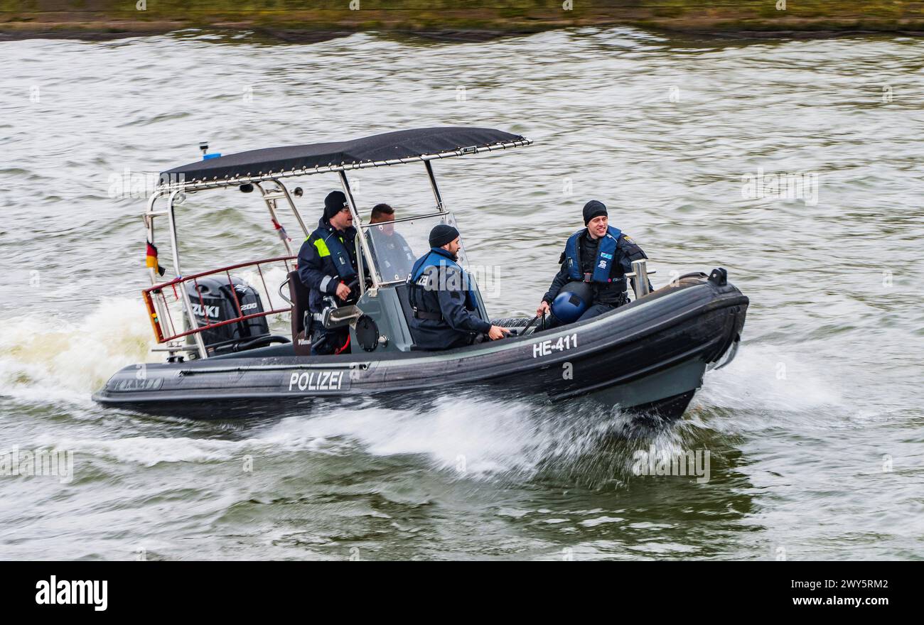 04 April 2024, Hesse, Frankfurt/Main: The inflatable boat HE-411 of the ...