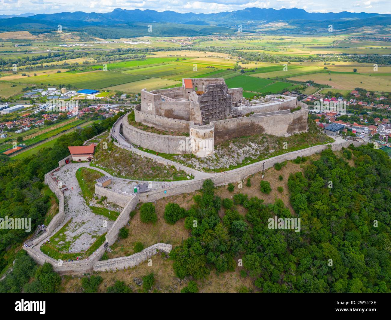 The Fortress of Deva and surrounding countryside in Romania Stock Photo ...