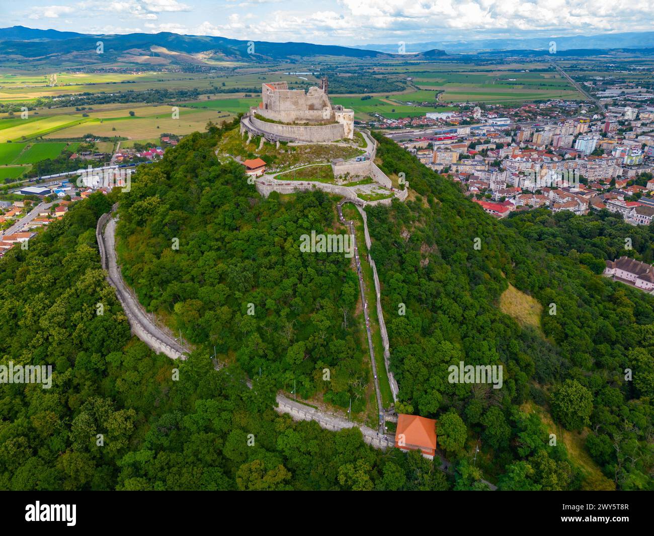 The Fortress of Deva and surrounding countryside in Romania Stock Photo ...