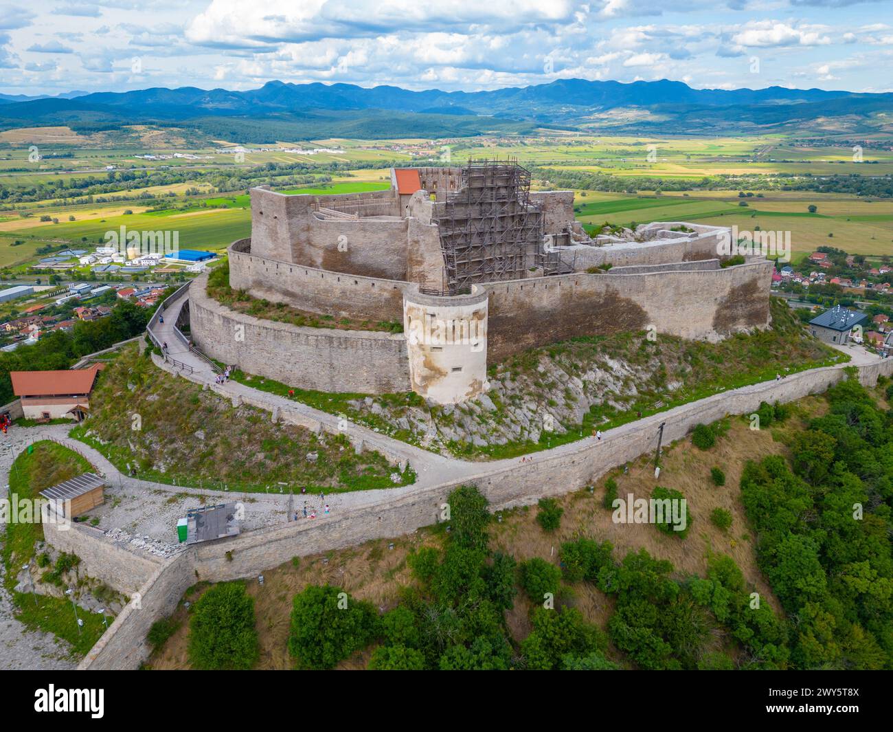 The Fortress of Deva and surrounding countryside in Romania Stock Photo ...