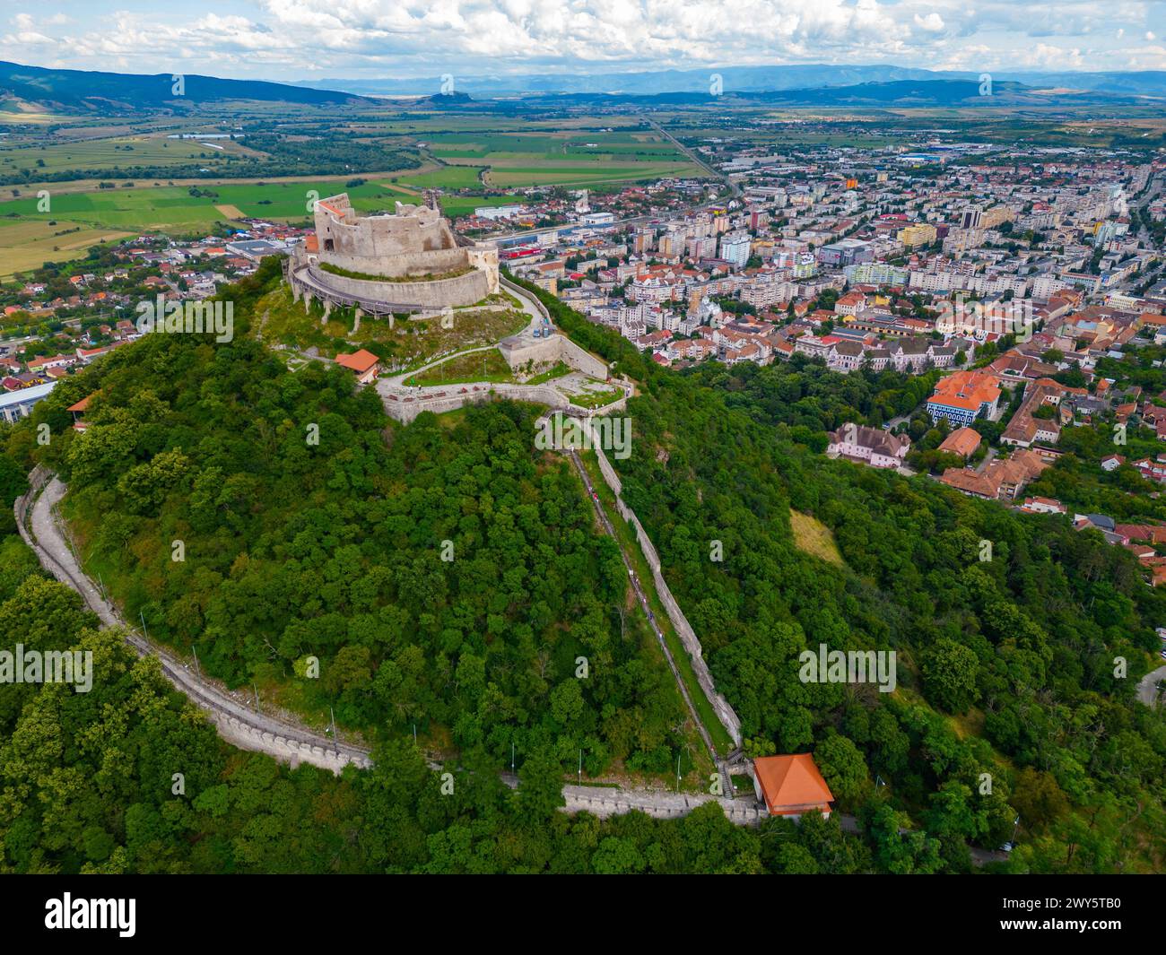 The Fortress of Deva and surrounding countryside in Romania Stock Photo ...