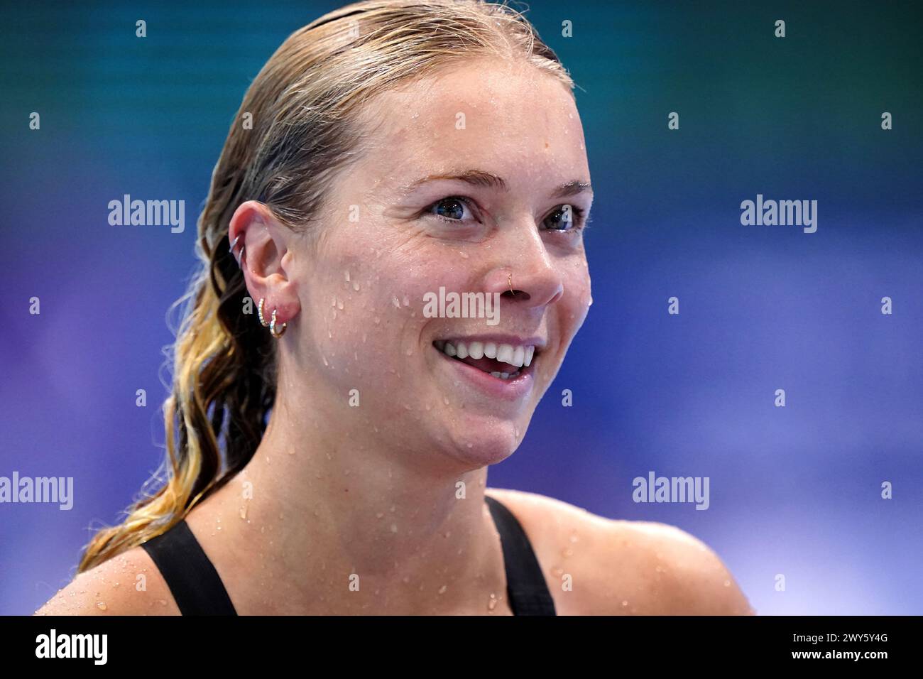 Anna Hopkin after the Women's 50m Freestyle Heats on day three of the