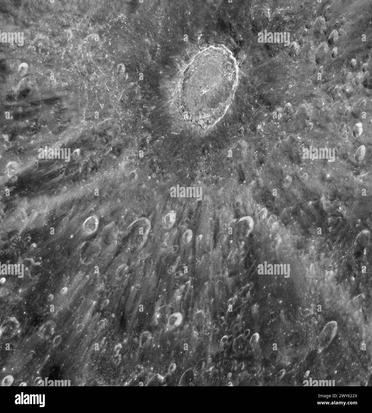 Crater Tycho on the Moon. Digital enhancement of an image by NASA Stock Photo