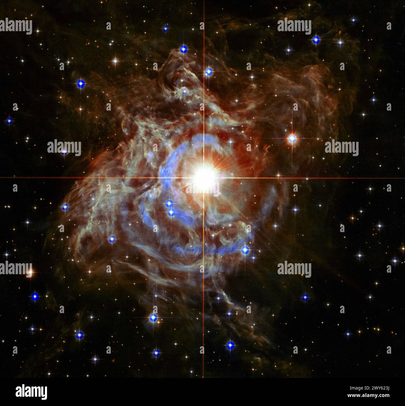 Cepheid Variable Star RS Puppis. Digital enhancement of an image by NASA Stock Photo