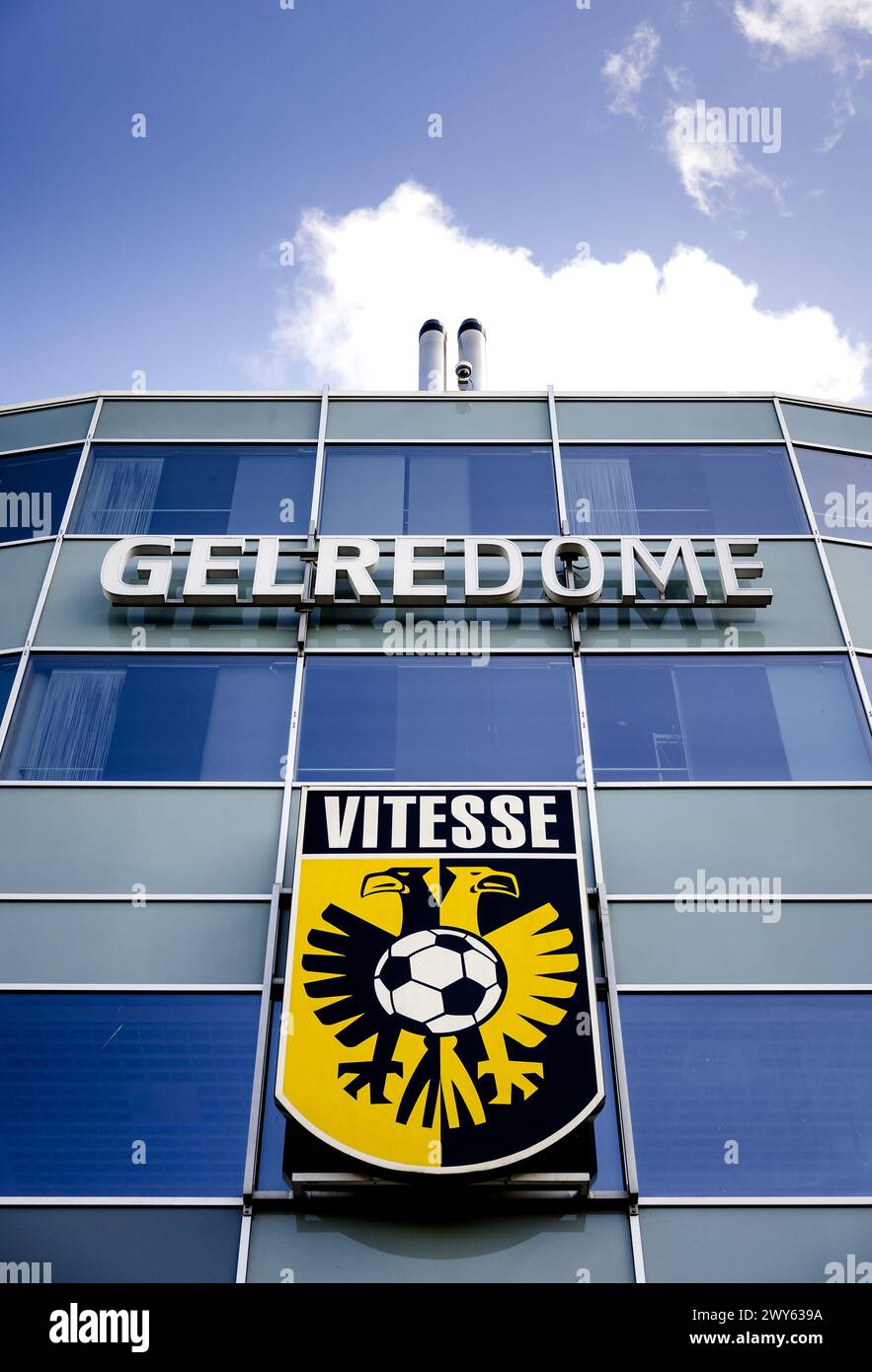 ARNHEM - The GelreDome stadium, home base of football club Vitesse. The football club is concerned about the withdrawal of the professional license. In addition to the financial problems, Vitesse is also having a very difficult year in terms of sport. The club is in seventeenth place and has to fear relegation. ANP SEM VAN DER WAL netherlands out - belgium out Stock Photo