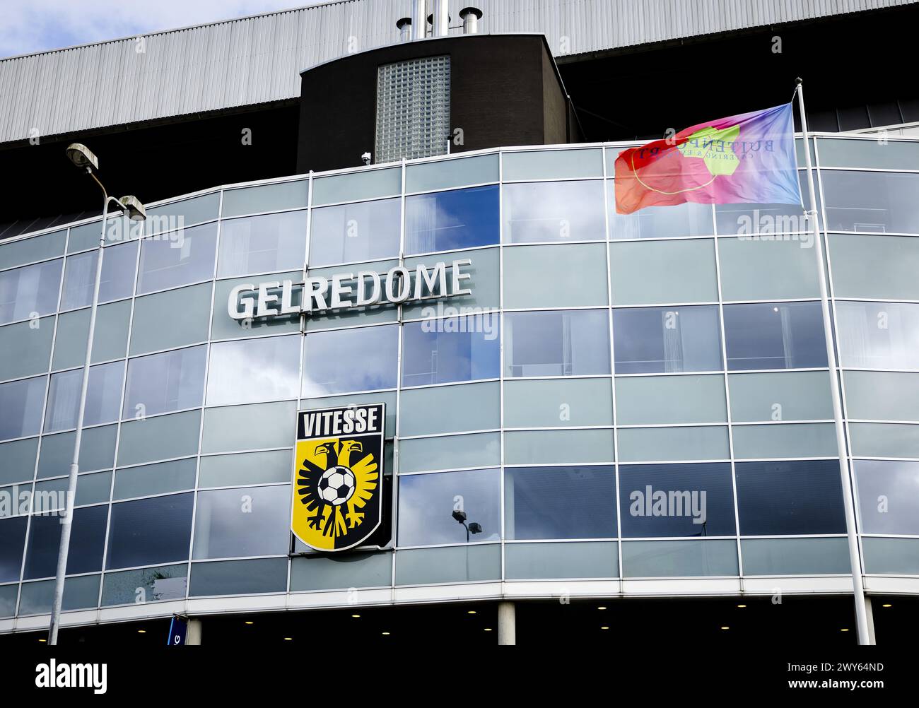 ARNHEM - The GelreDome stadium, home base of football club Vitesse. The football club is concerned about the withdrawal of the professional license. In addition to the financial problems, Vitesse is also having a very difficult year in terms of sport. The club is in seventeenth place and has to fear relegation. ANP SEM VAN DER WAL netherlands out - belgium out Stock Photo