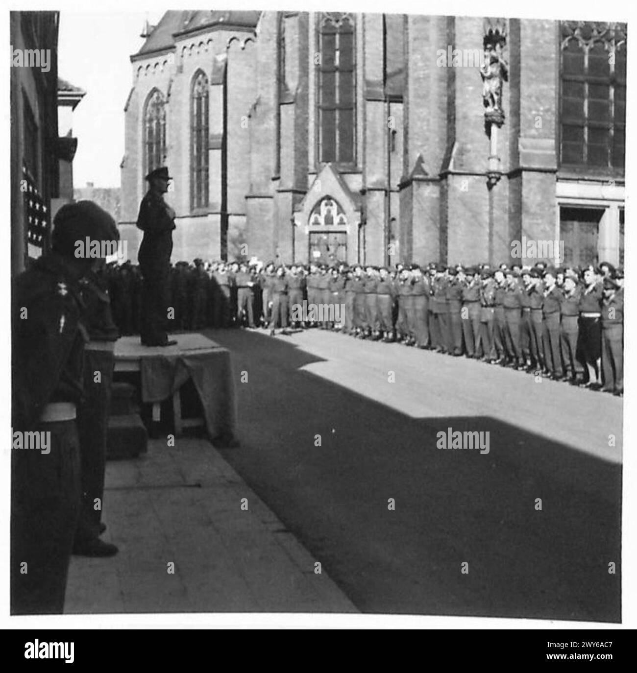 V.E.DAY PARADE OF 1ST CORPS Addressing the troops. , British Army
