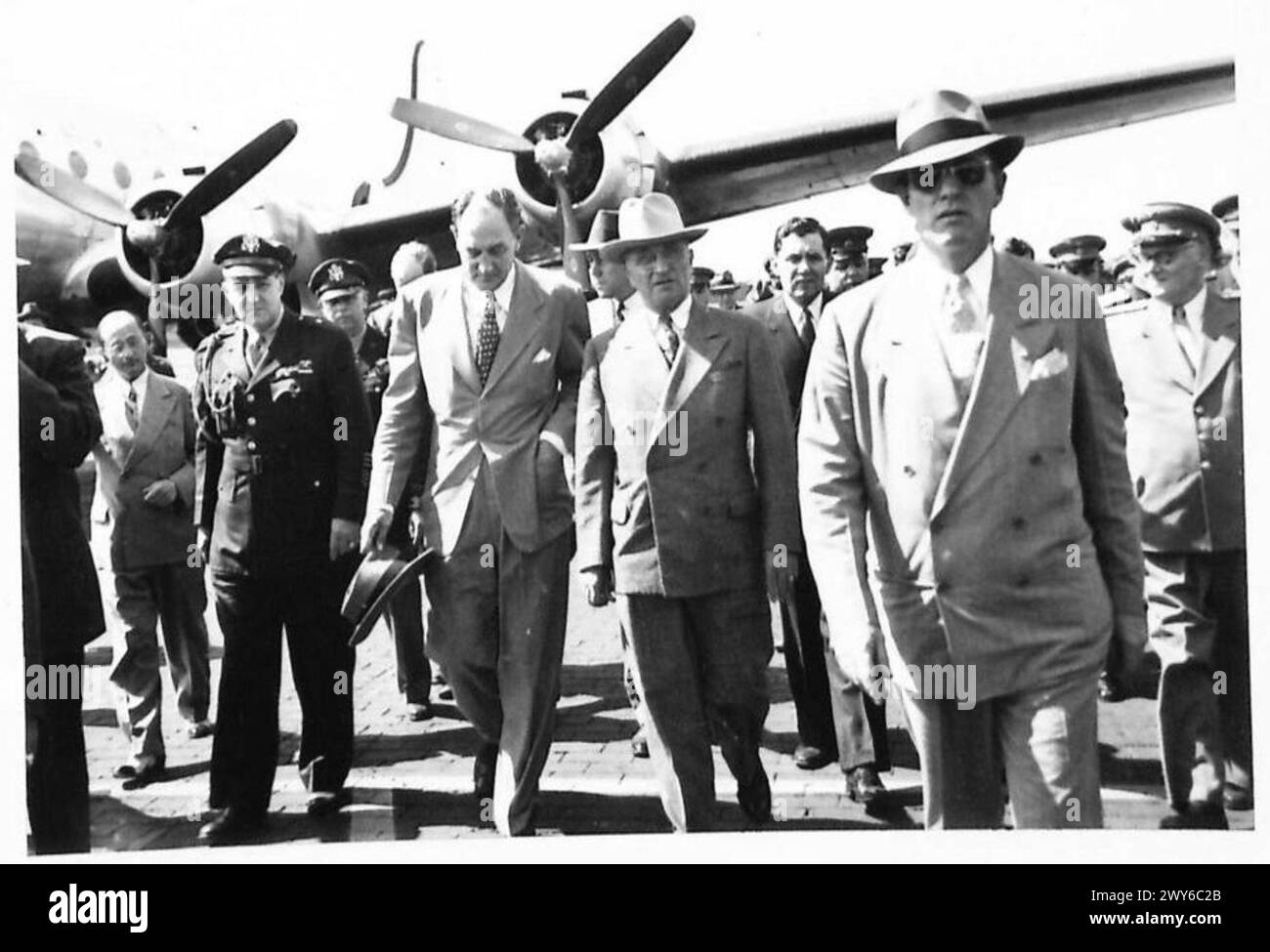 BIG THREE CONFERENCE : POTSDAM - President Truman at the airfield. , British Army, 21st Army Group Stock Photo