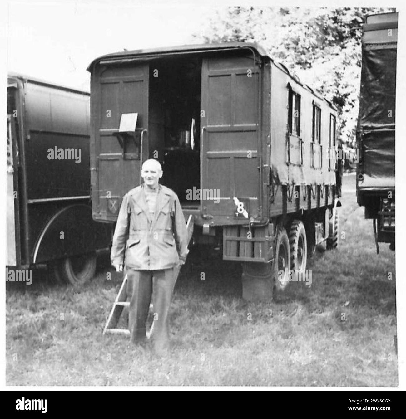 FIELD MARSHAL MONTGOMERY SHOWS HIS CARAVANS TO MR. FRANK SALISBURY