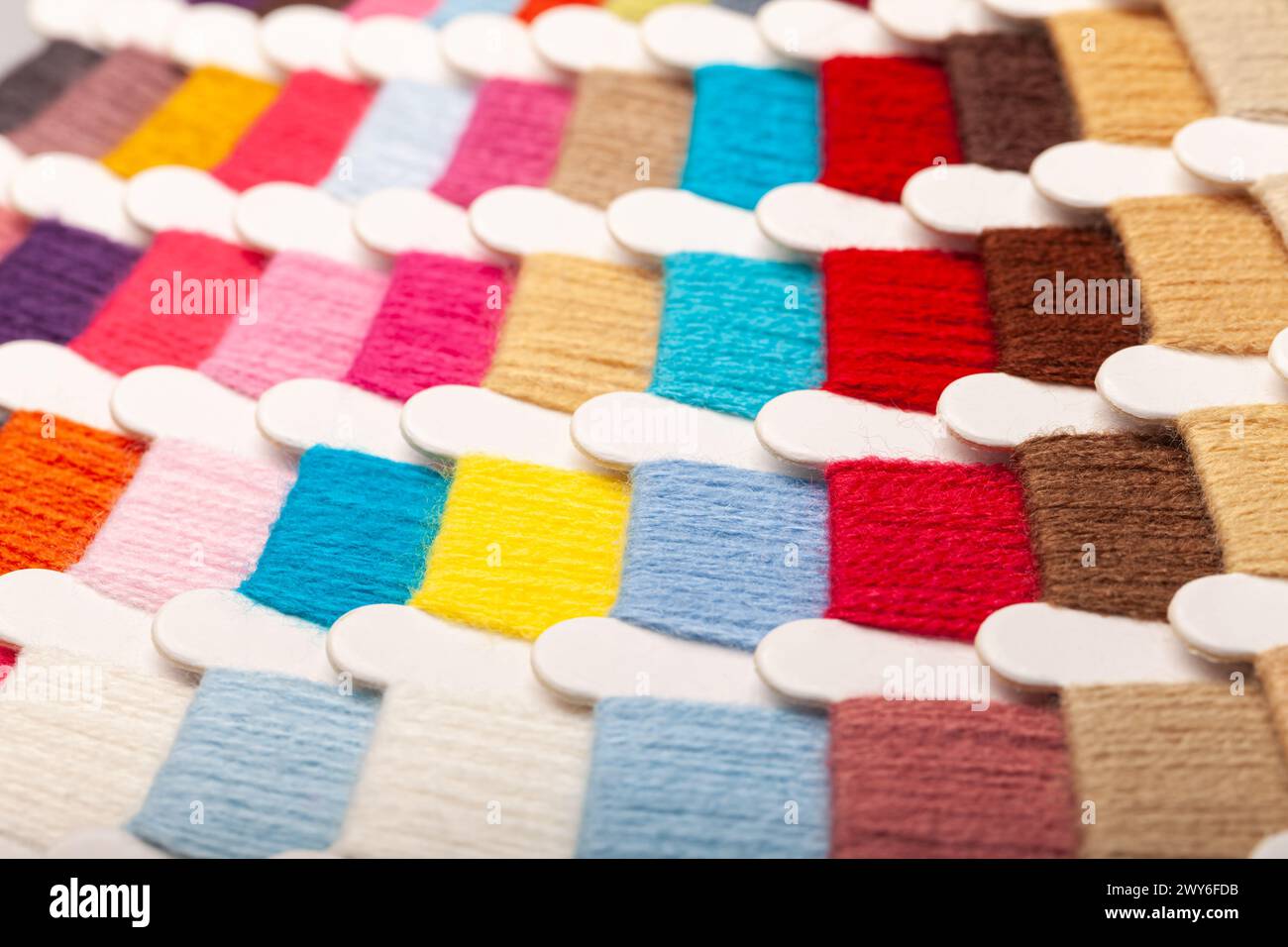 Wool yarn physical sample color card Stock Photo - Alamy