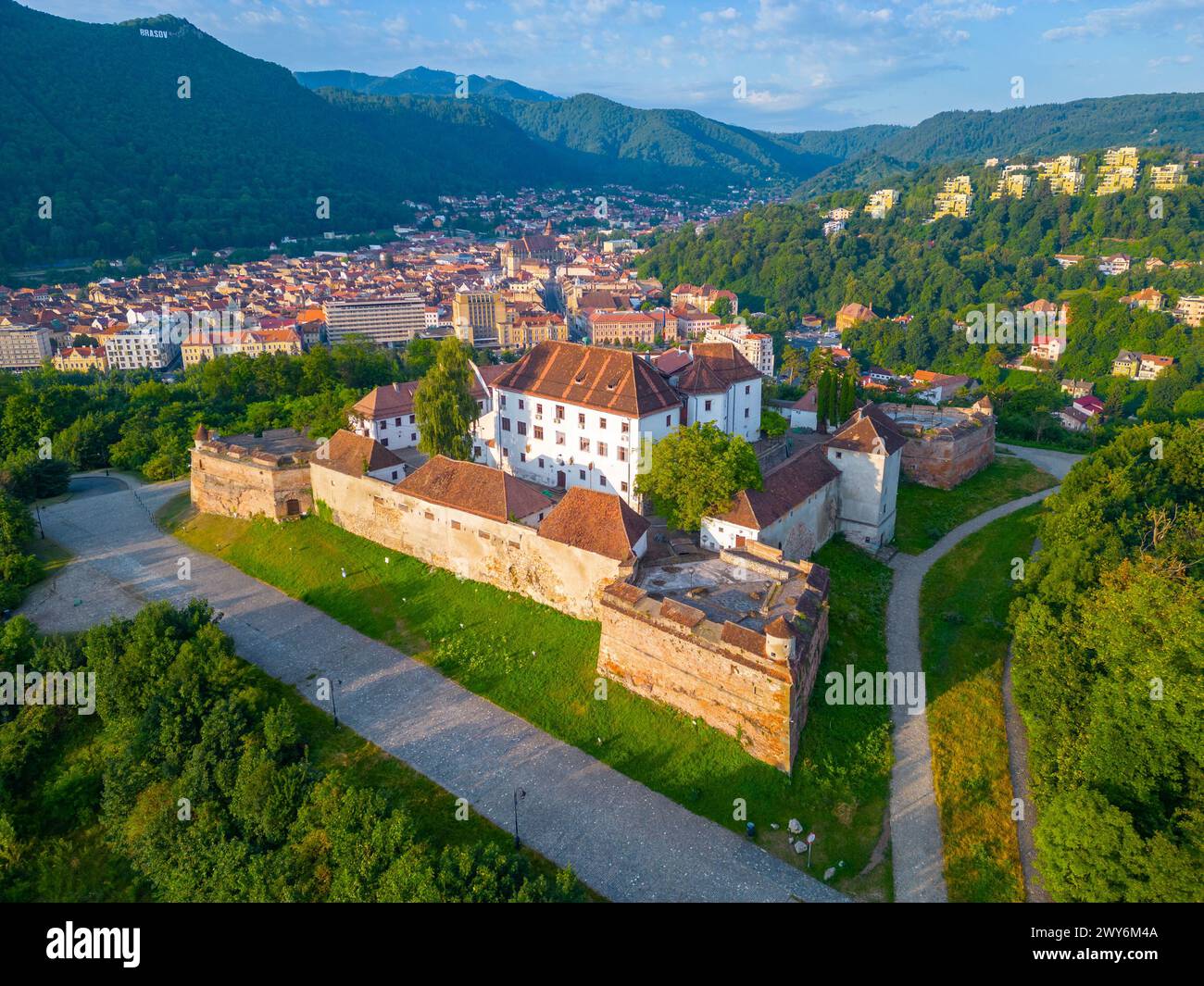 The Fortress-on-Straja in Romanian town Brasov Stock Photo