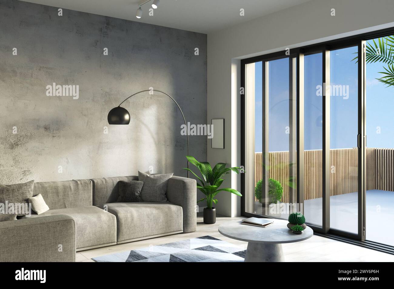 Loft interior with sliding doors Stock Photo