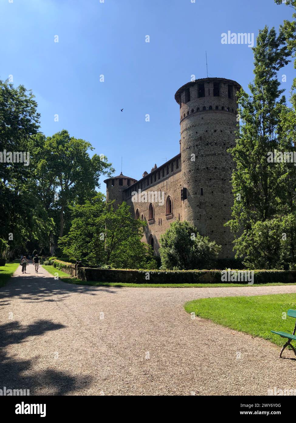 Grazzano Visconti, italy - june 11, 2023: tourists visiting in summer medieval village with castle in Piacenza province Stock Photo