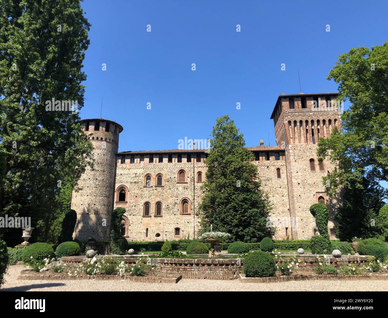 Grazzano Visconti, italy - june 11, 2023: medieval castle of Grazzano Visconti and its beautiful park in Piacenza province Stock Photo