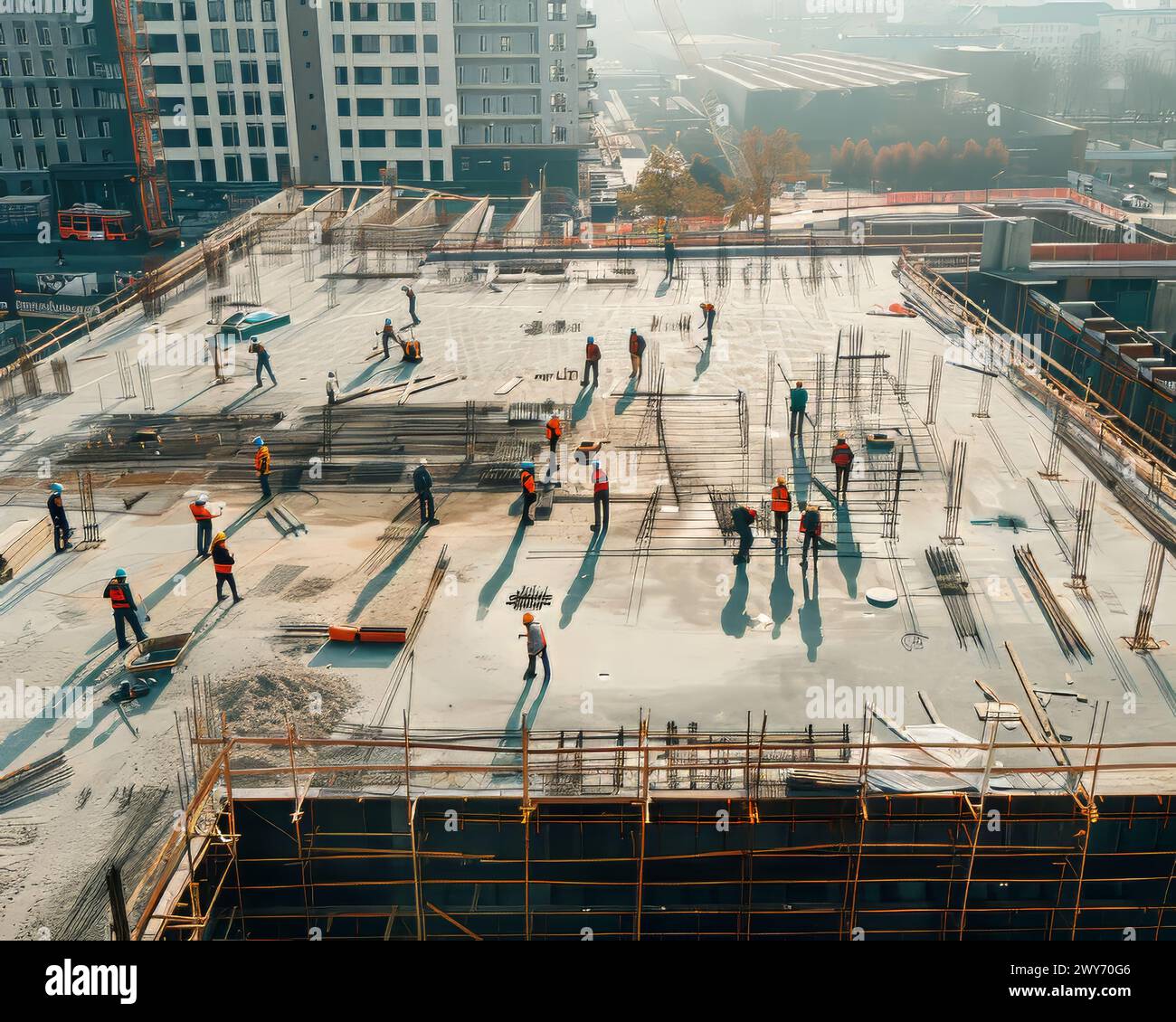 Professional crane building on busy hi-res stock photography and images ...