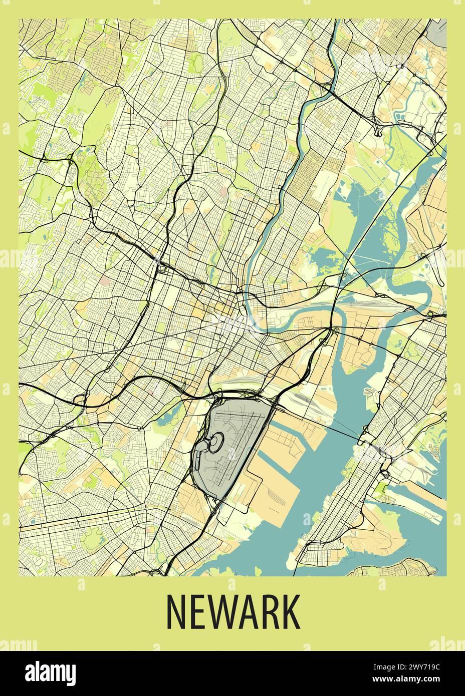 Poster map art of Newark, New Jersey, USA Stock Vector Image & Art - Alamy