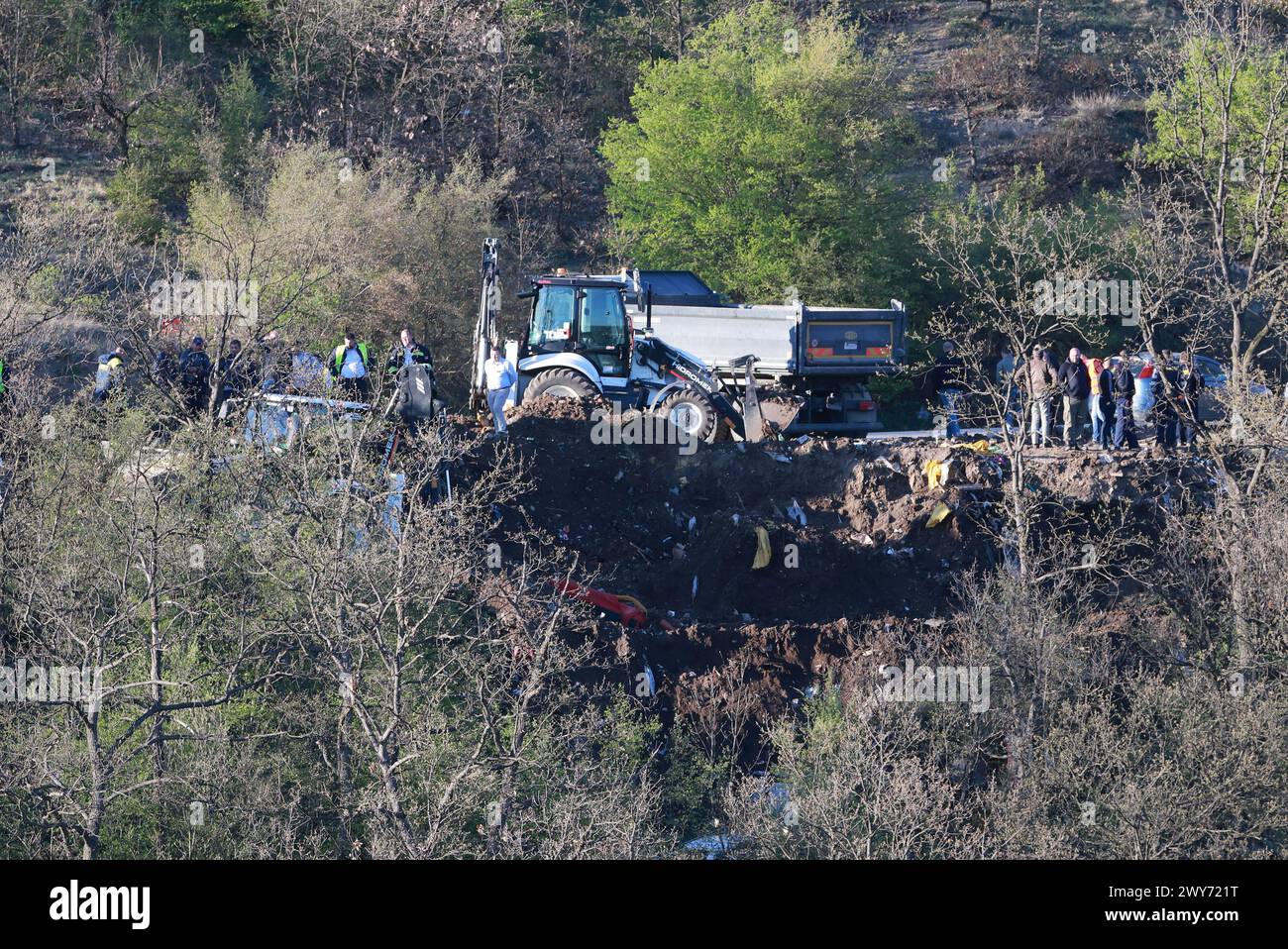 The Police With Working Machines Comb Through The Wild Landfills Near ...