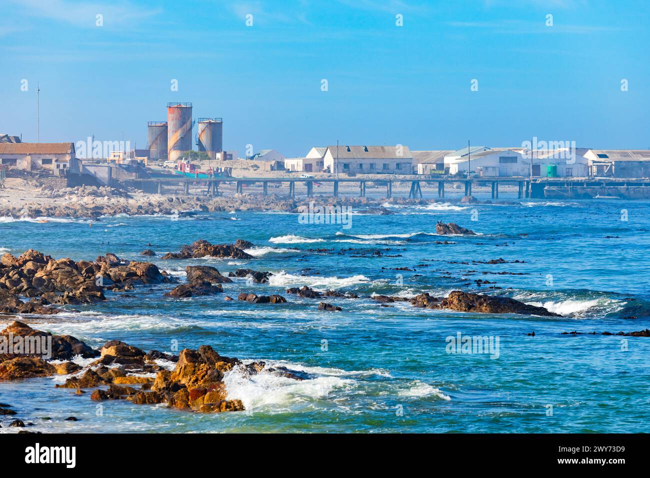 Shoreline scene in small West Coast town of Port Nolloth, South Africa Stock Photo