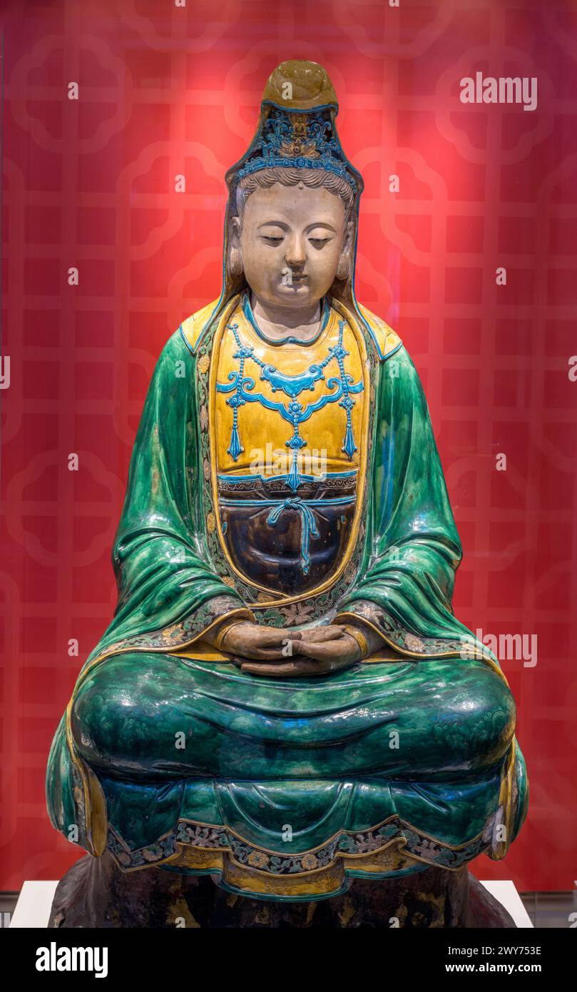 Statue of Guanyin, the Chinese Goddess of Mercy., made by Liu Zhen, 1484 Stock Photo