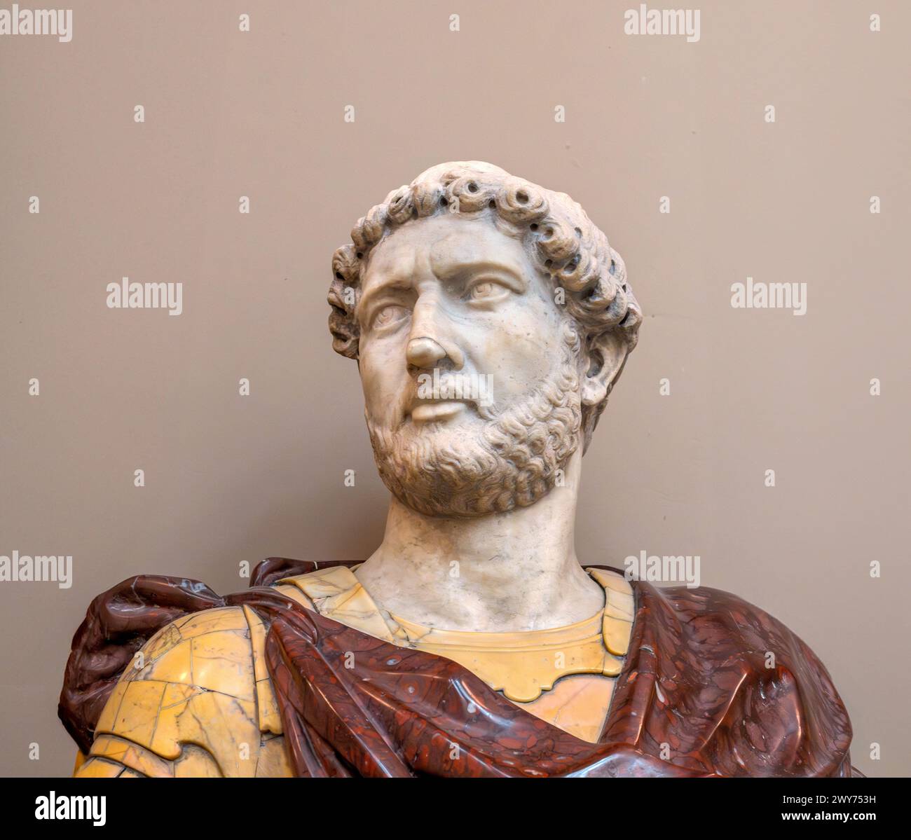 Marble head of Roman Emperor Hadrian (AD 76 – AD 138), c. 1650-60 Stock Photo