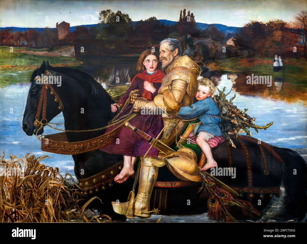 A Dream of the Past. Sir Isumbras at the Ford by John Everett Millais (1829-1896), 1856/7 Stock Photo