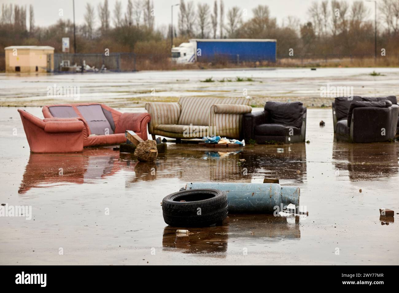 Fly tipping on land in Manchester Stock Photo - Alamy