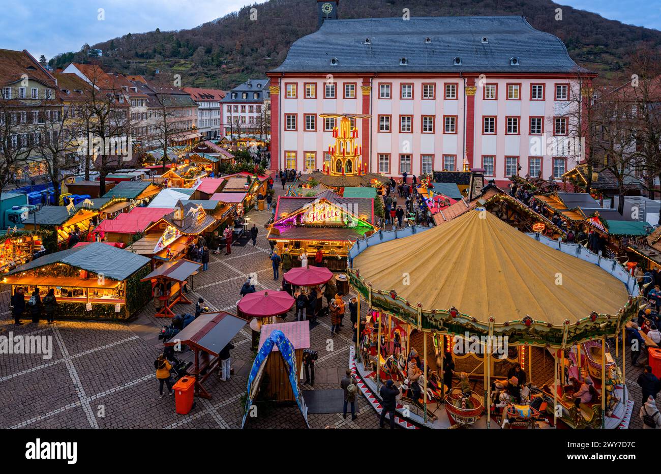 Heidelberg Christmas market on the University Square  in front of the university building. Heidelberg, Germany, Europe Stock Photo