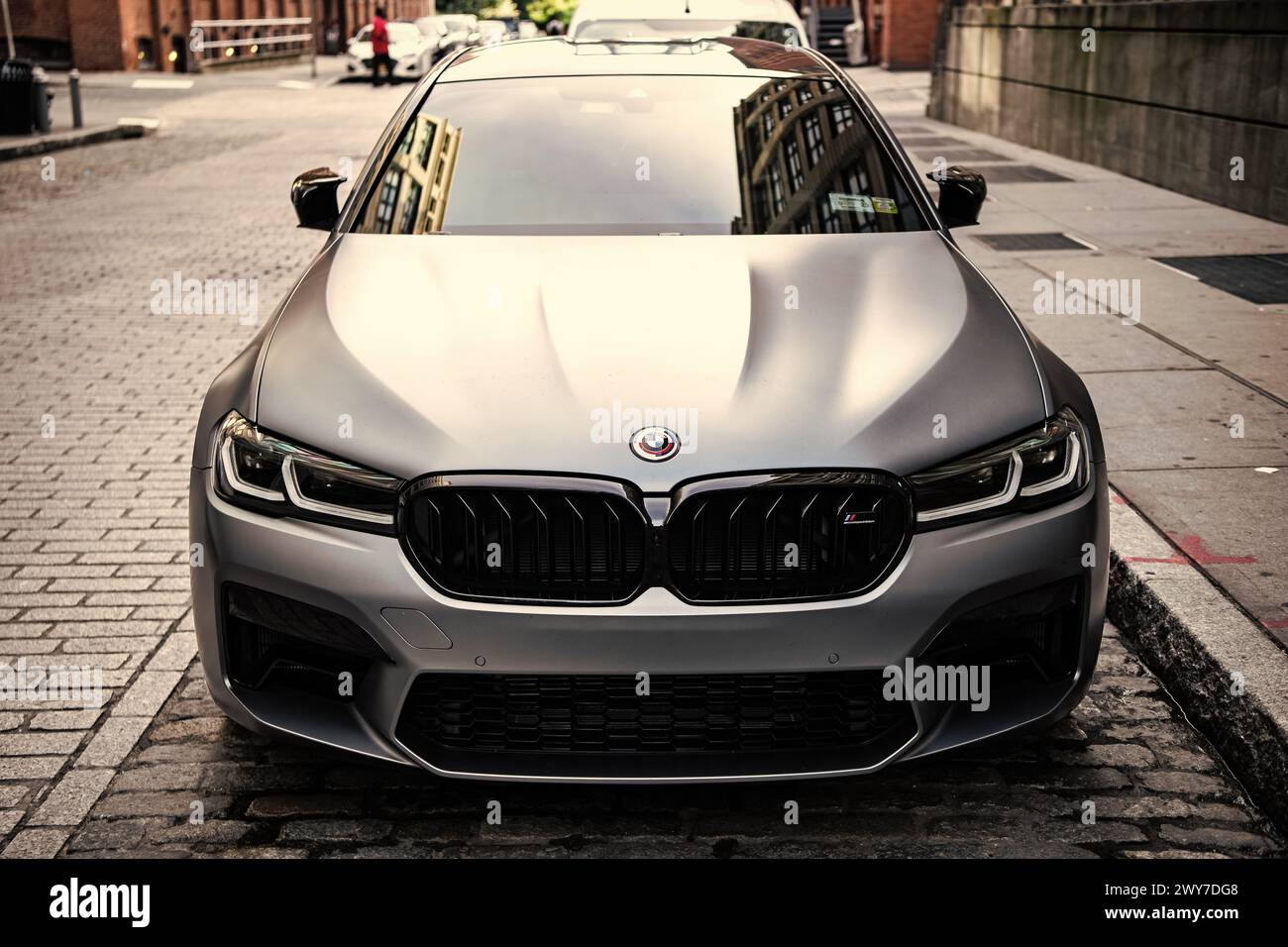 New York City, USA - July 15, 2023: BMW F90 M5 grey color car parked ...