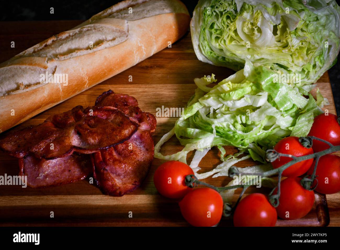 Bacon lettuce and tomato Baguette Stock Photo Alamy
