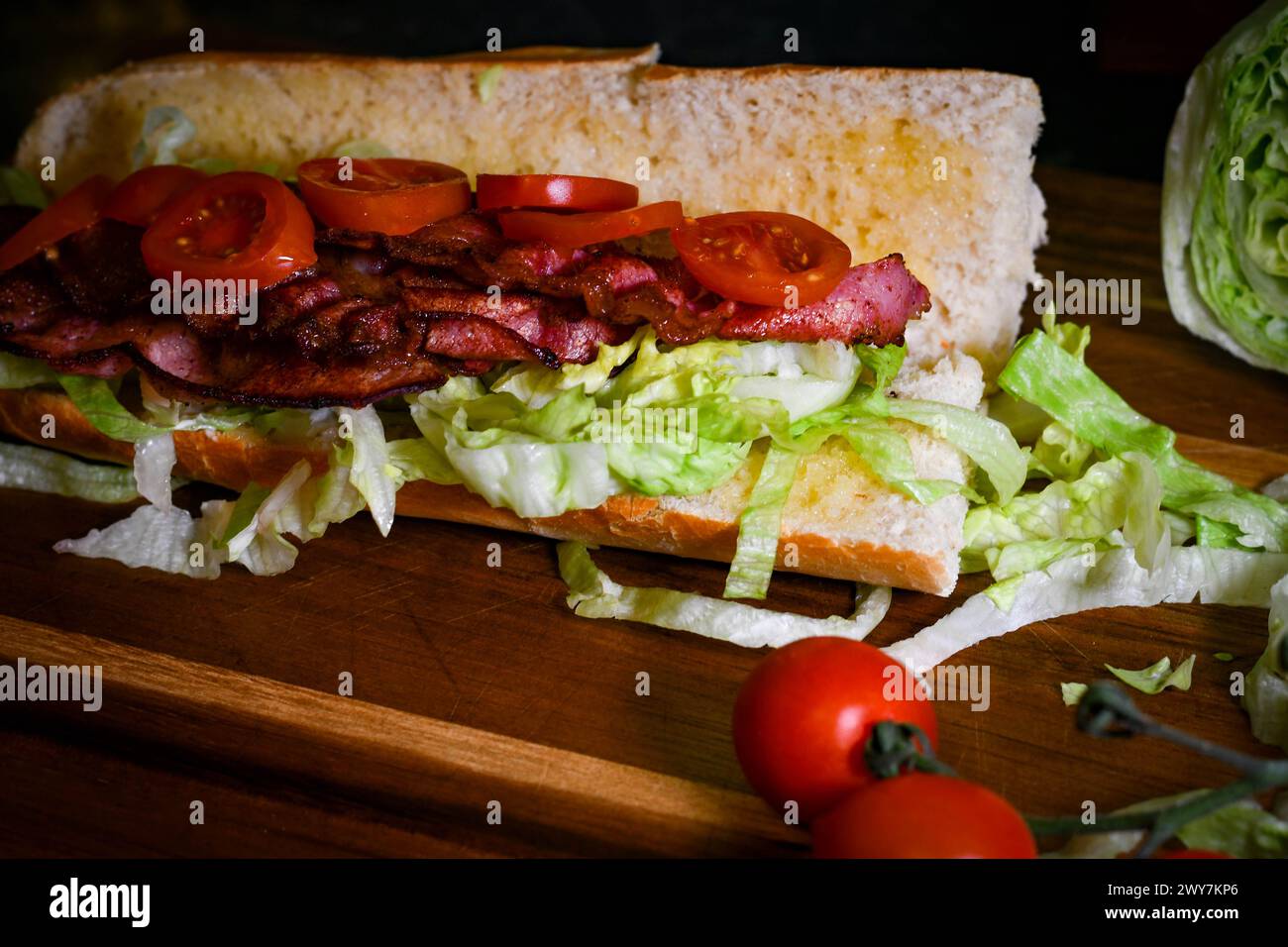 Bacon lettuce and tomato Baguette Stock Photo Alamy