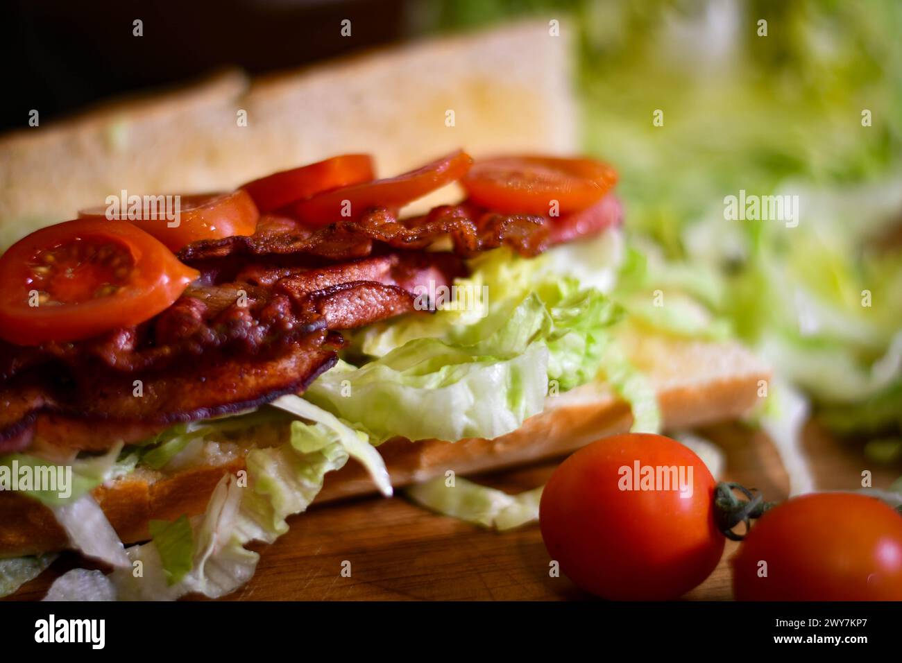 Bacon lettuce and tomato Baguette Stock Photo Alamy