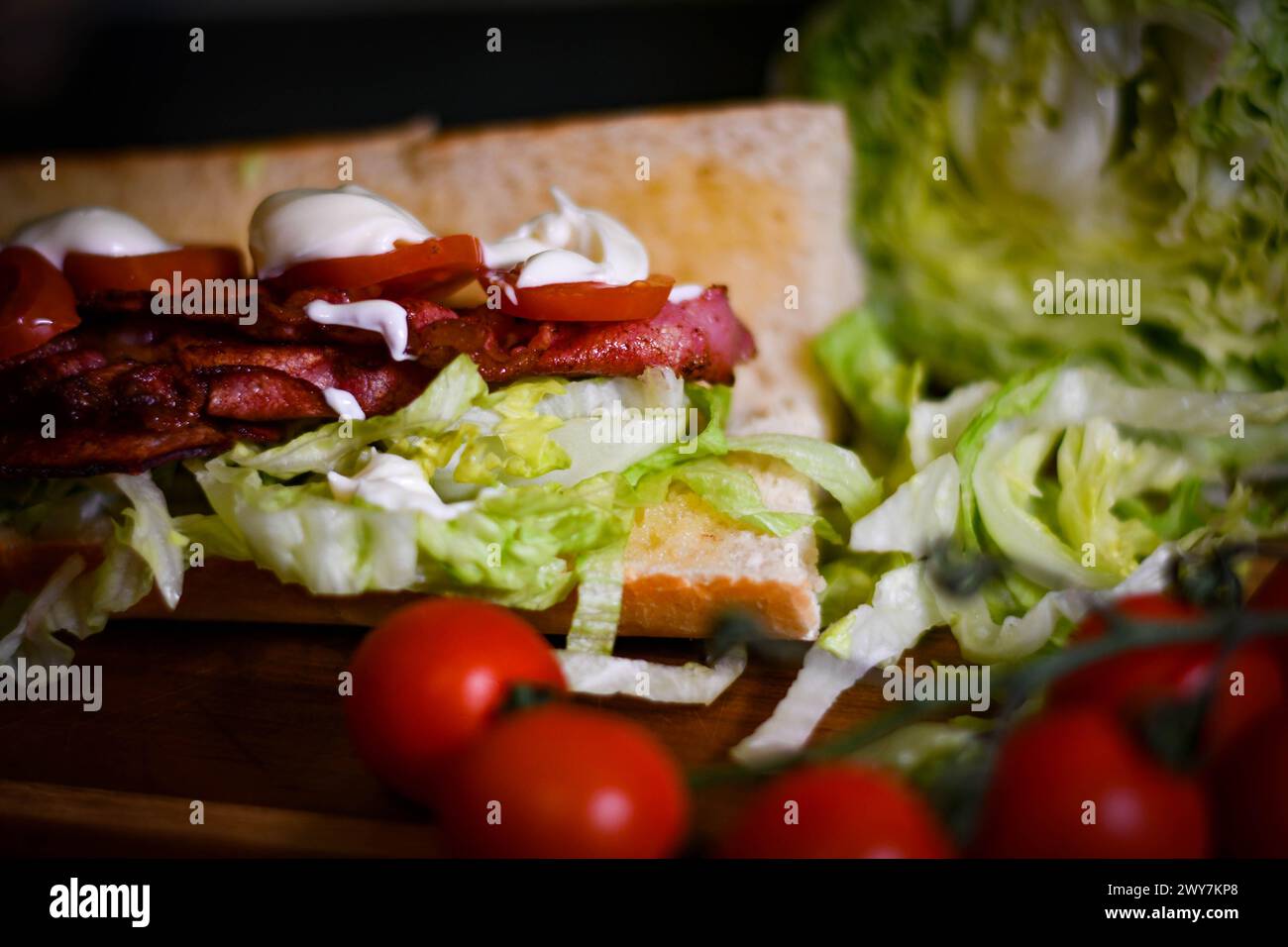 Bacon lettuce and tomato Baguette Stock Photo Alamy