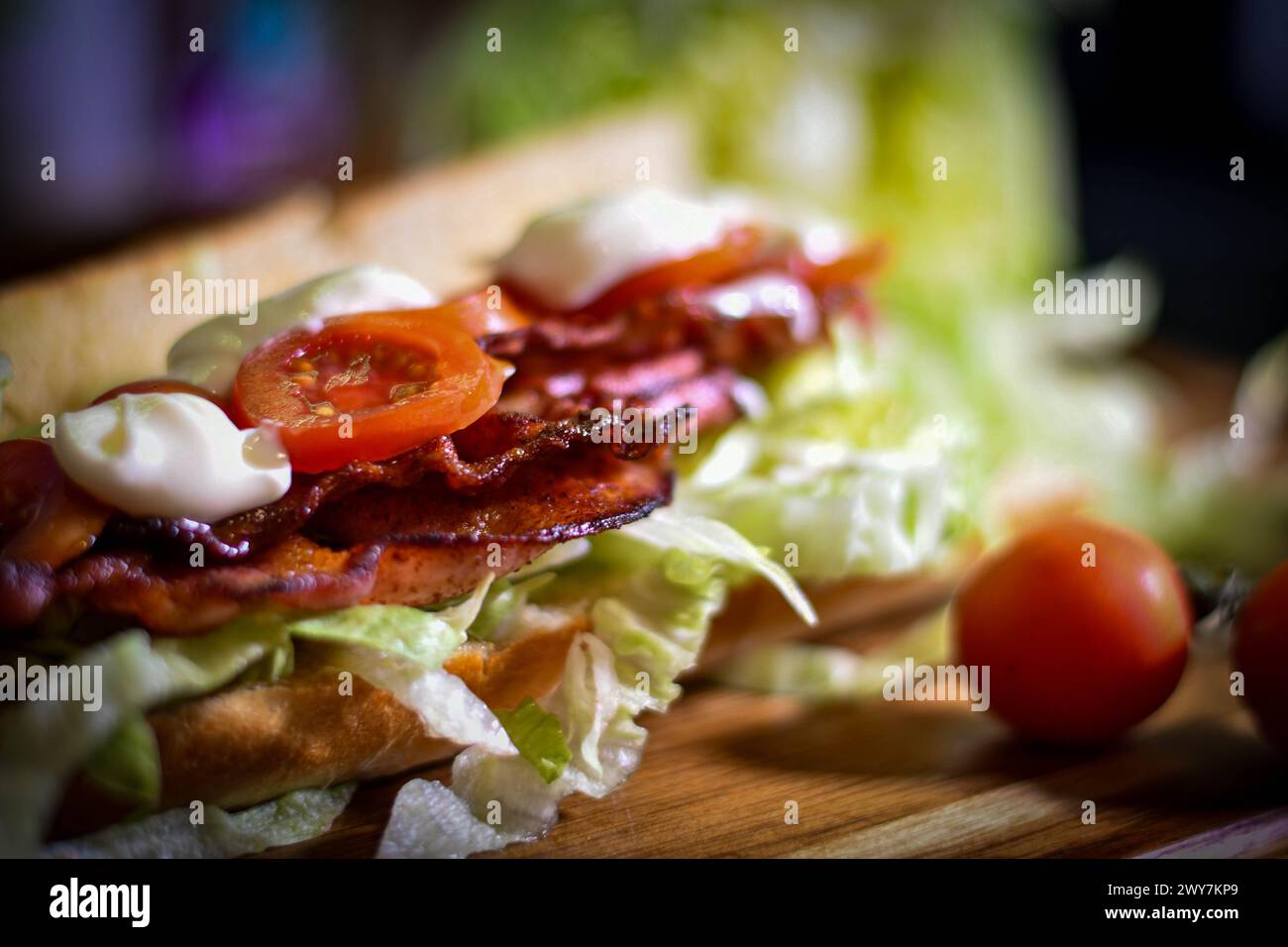 Bacon lettuce and tomato Baguette Stock Photo Alamy