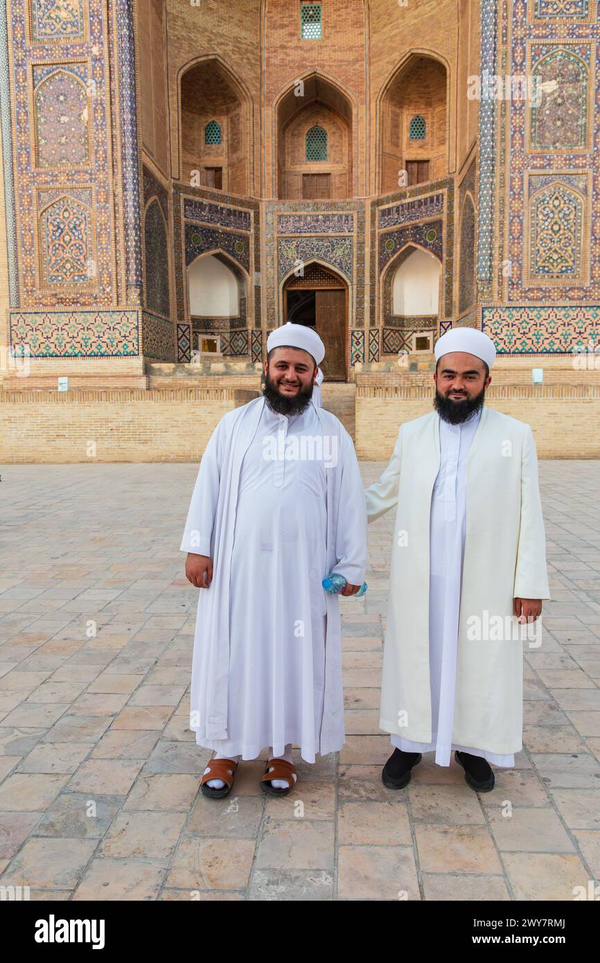 Bukhara, Uzbekistan, Central Asia. August 24, 2021. Two men in ...