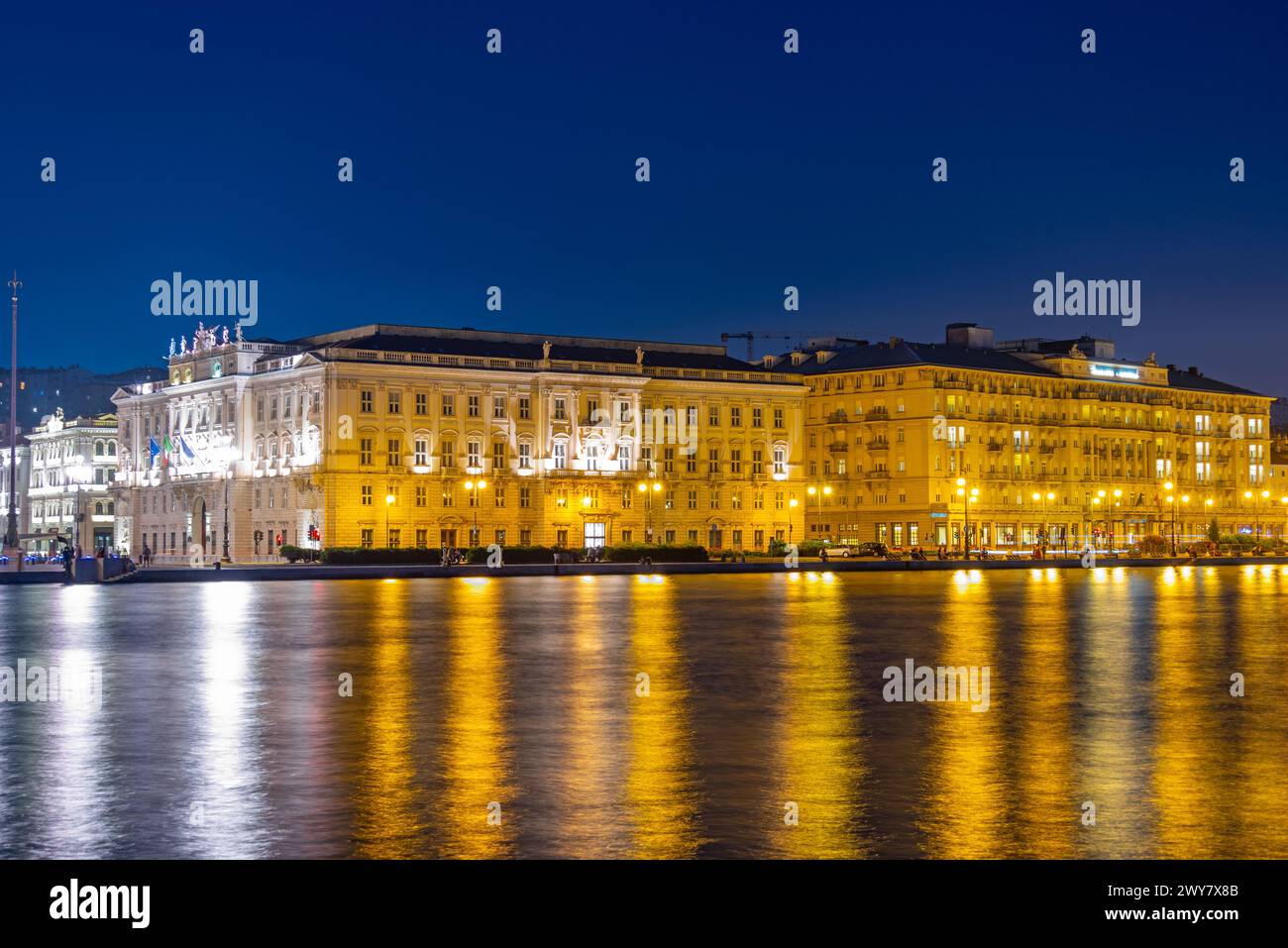 Trieste Night Night view of Savoia Excelsior Palace in Italian town Trieste Stock ...