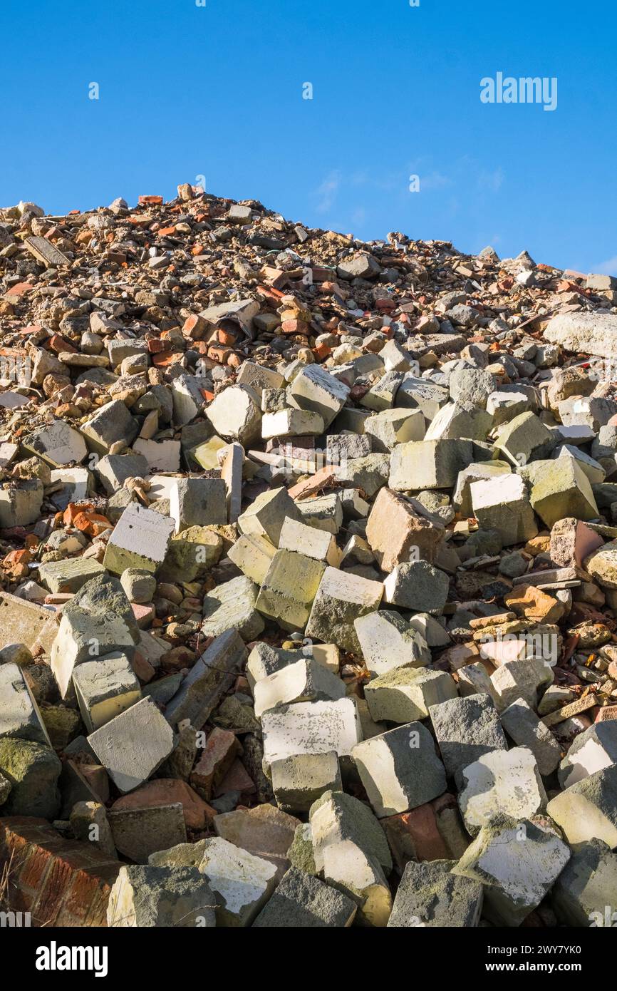 Large heap of builders demolition hard core rubble. Suffolk, UK Stock ...