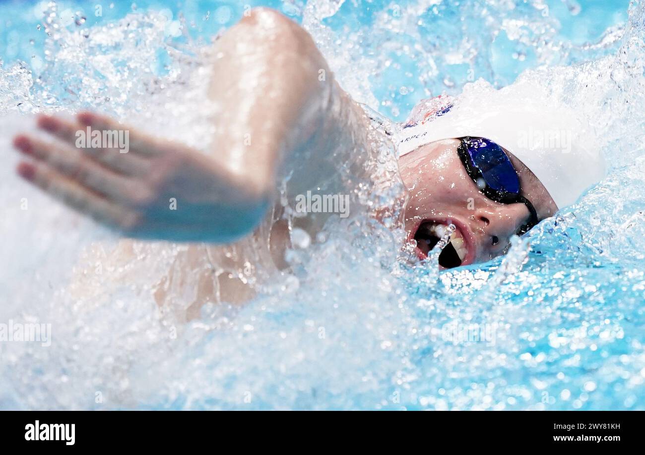 Tomas Navarro-Barber in action during the Men's 100m Freestyle Para Paris Final on day three of the 2024 British Swimming Championships at the London Aquatics Centre, London. Picture date: Thursday April 4, 2024. Stock Photo