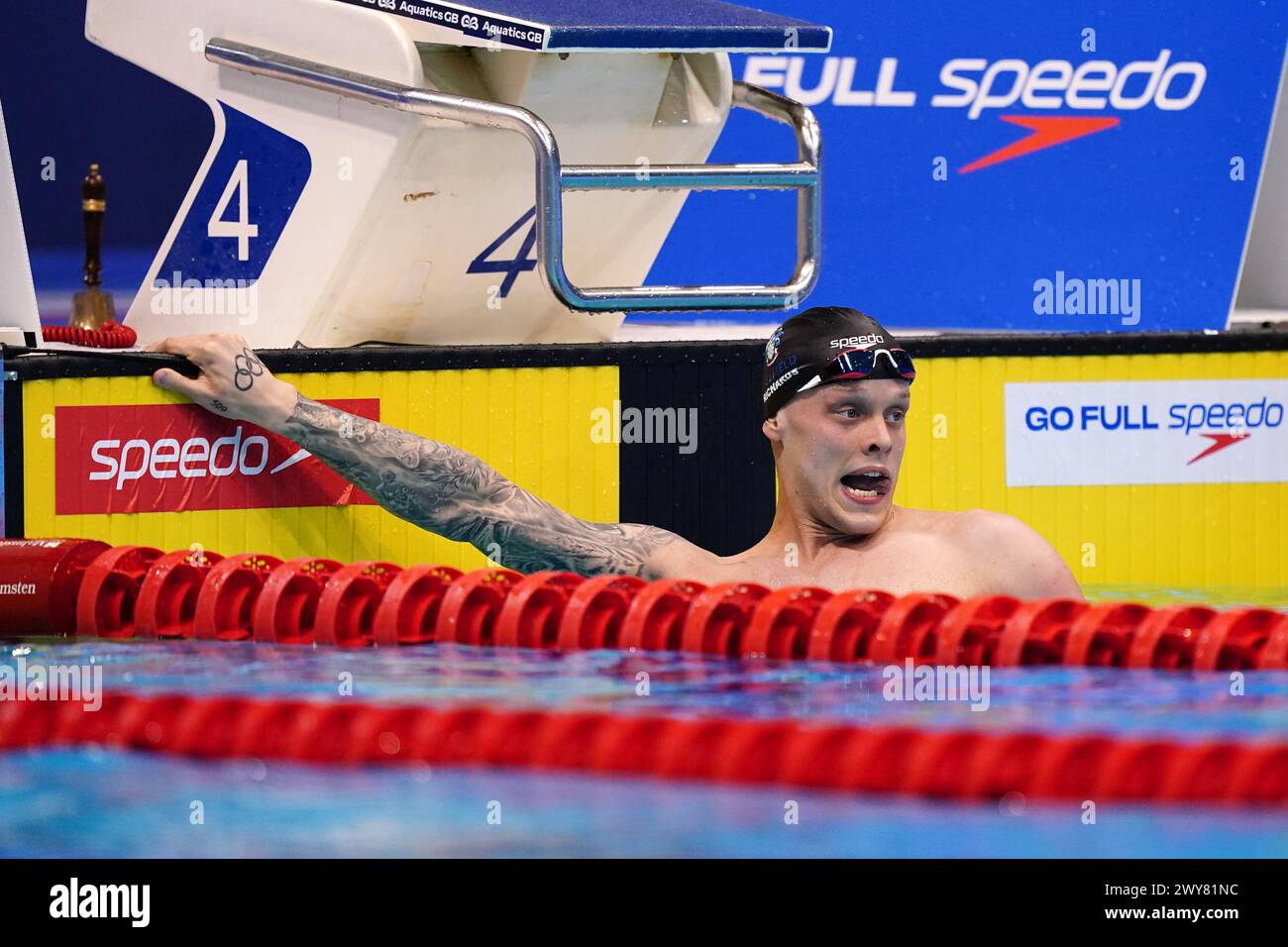 Matthew Richards after winning the Men's 100m Freestyle Paris Final on