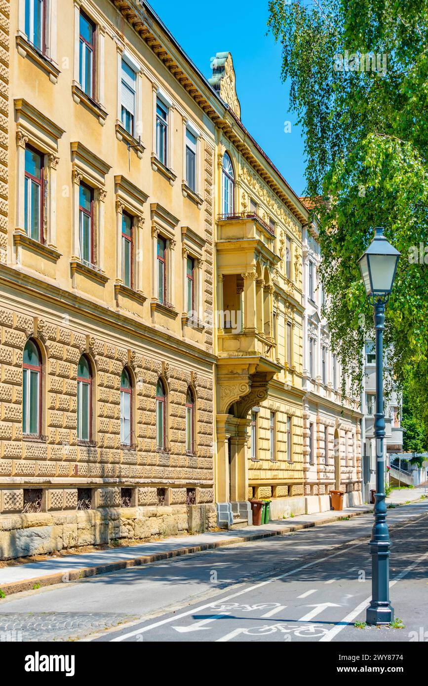 Street in the historical center of Celje, Slovenia Stock Photo
